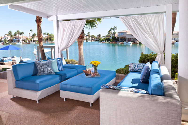 comfortable custom poolside furniture at The Lakes Las Vegas