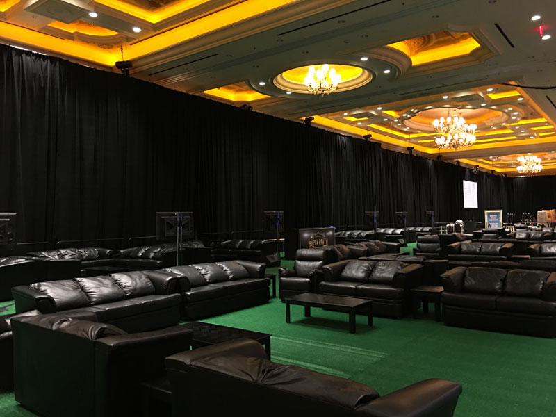 bold commercial rental furniture for a sports viewing event at Venetian Las Vegas