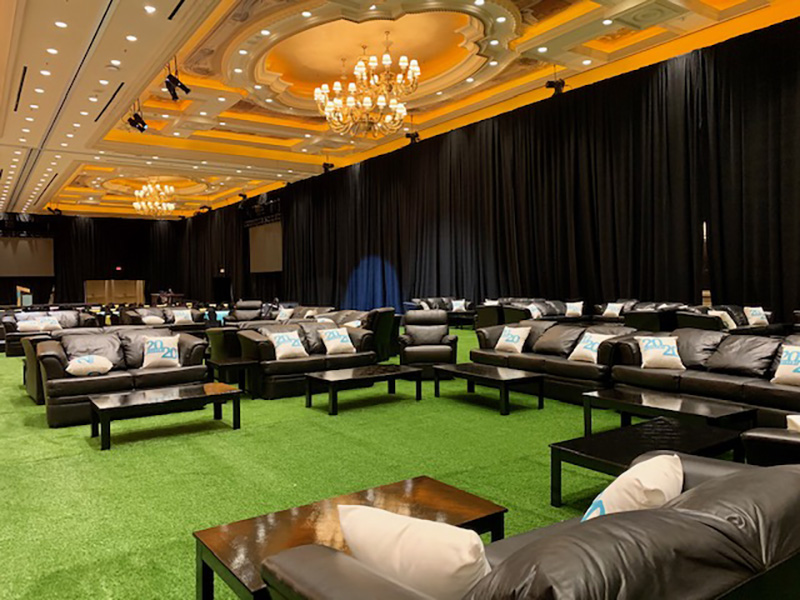 Venetian VVIP Big Game 2020 rental furniture install by Somers Furniture