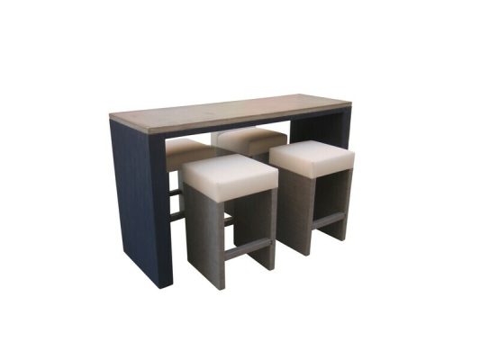 Resort Style 5 Piece High Top Table Set-One 6ft Concrete High Top Height Table & 4 Backless Barstools