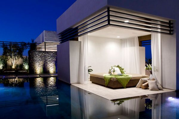 customized outdoor bedroom for luxurious Las Vegas residence