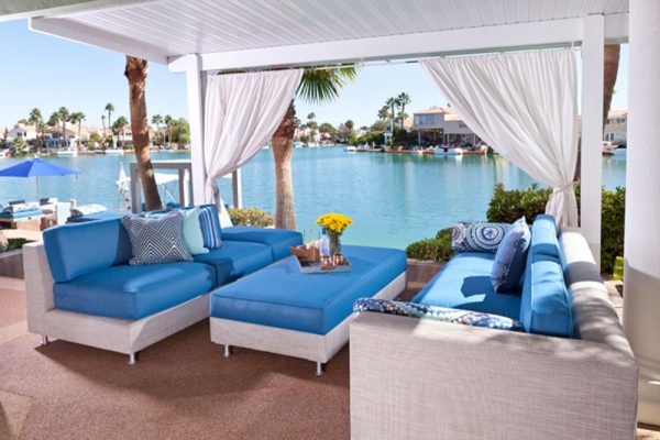 comfortable custom poolside furniture at The Lakes Las Vegas