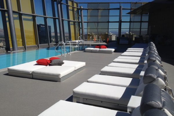 custom poolside furniture made for Veer Pool in City Center Las Vegas